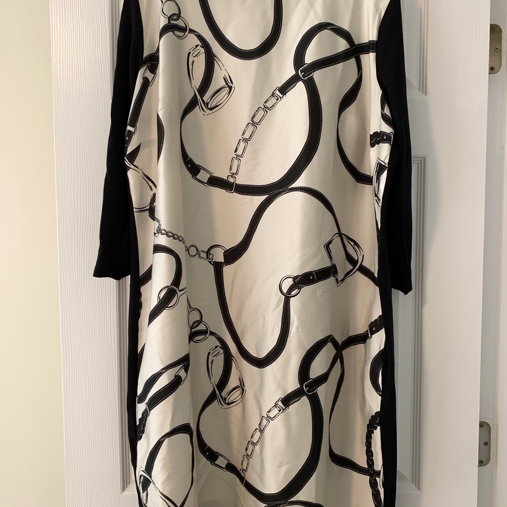 Ralph Lauren Black and White 3/4 Sleeve Raglan Dress